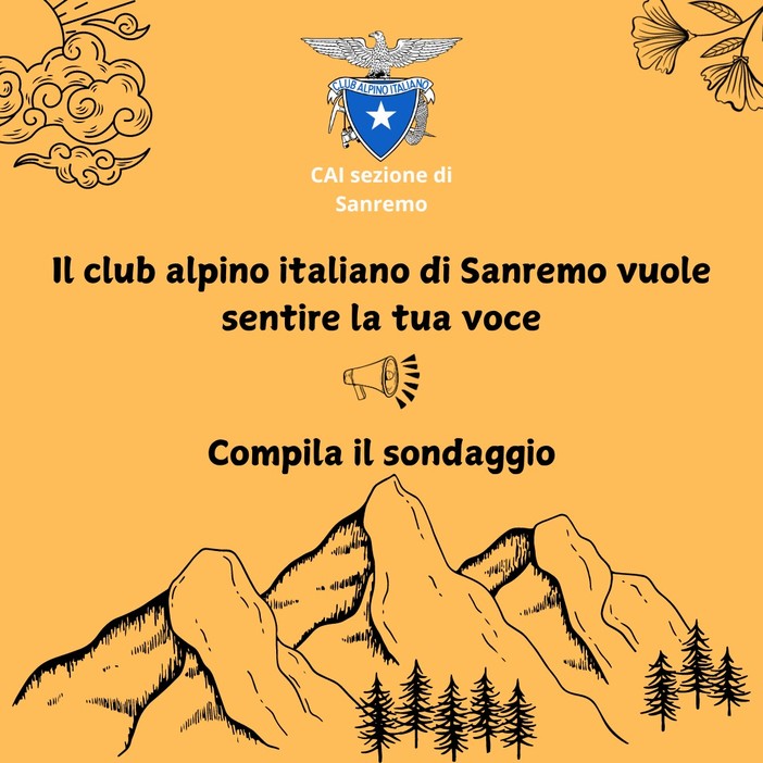 Per raccogliere feedback su diversi aspetti dell'associazione, questionario della Sezione di Sanremo del Club Alpino Italiano Per raccogliere feedback su diversi aspetti dell'associazione, questionario della Sezione di Sanremo del Club Alpino Italiano