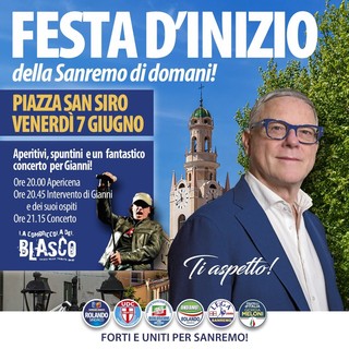 Sanremo: 'Festa di inizio', il 7 giugno chiusura della campagna elettorale di Gianni Rolando e della coalizione