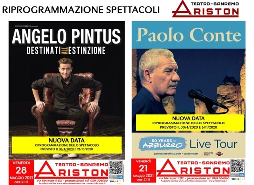 Sanremo, al teatro Ariston riprogrammati gli spettacoli di Paolo Conte e Angelo Pintus
