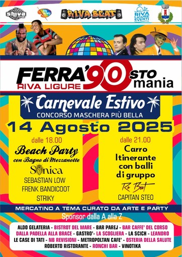 Riva Ligure, un tuffo negli anni '90: a Ferragosto torna il Carnevale estivo più atteso! Riva Ligure, un tuffo negli anni '90: a Ferragosto torna il Carnevale estivo più atteso!