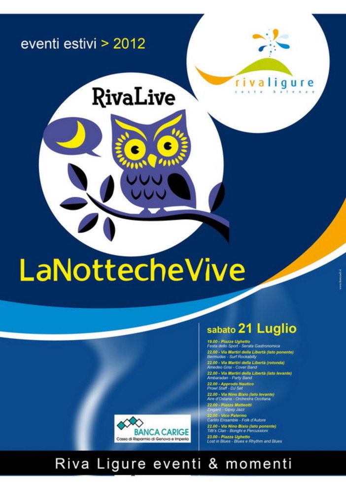 Riva Ligure: musica e divertimento questa sera con 'RivaLive LaNottecheVive'