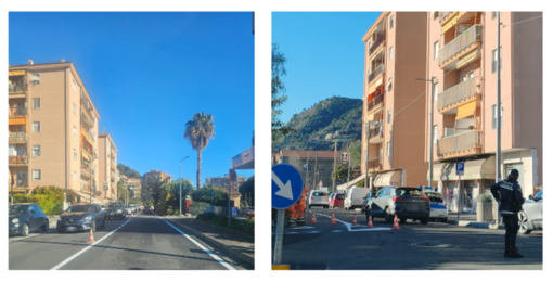Vallecrosia, al via il rifacimento della segnaletica orizzontale: rallentamenti e code sulla Romana (Foto)