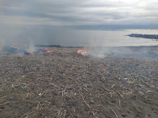 Imperia: bruciati questa mattina i rifiuti lignei spiaggiati al Prino dopo le ultime mareggiate (Foto e Video) Imperia: bruciati questa mattina i rifiuti lignei spiaggiati al Prino dopo le ultime mareggiate (Foto e Video)