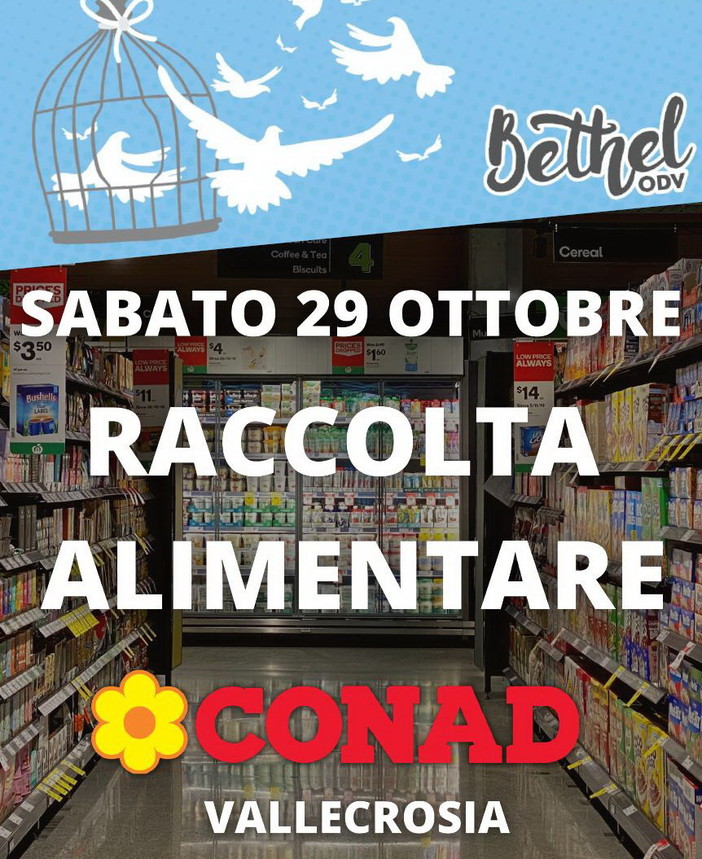 Vallecrosia: il 29 ottobre, raccolta alimentare dell'associazione Bethel in collaborazione con Conad Vallecrosia: il 29 ottobre, raccolta alimentare dell'associazione Bethel in collaborazione con Conad