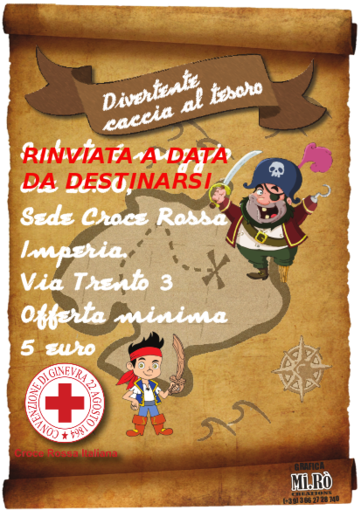 Imperia: rinviata a data da destinarsi la caccia al tesoro organizzata dai giovani della Croce Rossa Imperia: rinviata a data da destinarsi la caccia al tesoro organizzata dai giovani della Croce Rossa