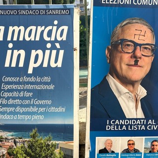 Sanremo, svastiche e baffetti alla Hitler sui manifesti elettorali di Gianni Rolando (Foto)