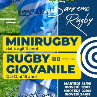 Riprendono gli allenamenti del Sanremo Rugby: tutti i ragazzi dai 4 ai 16 anni sono invitati agli open day