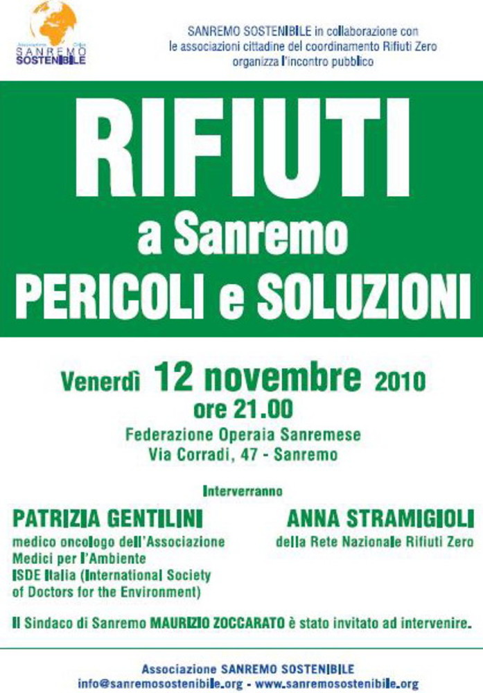 Sanremo: venerdì alla F.O.S. un incontro sul tema rifiuti, invitato anche il sindaco