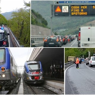 Inferno in autostrada e sulle linee ferroviarie: rientro da incubo dalla Liguria