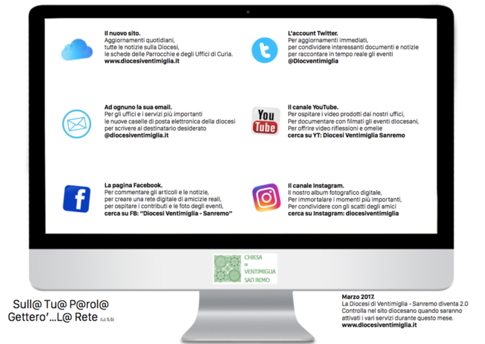 La Diocesi di Ventimiglia Sanremo diventa 2.0, a breve il nuovo sito web e gli account sui principali social network La Diocesi di Ventimiglia Sanremo diventa 2.0, a breve il nuovo sito web e gli account sui principali social network
