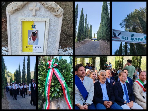 Raduno di penne nere a Sant'Antunin: Ventimiglia dedica una targa a Papa Bergoglio, 'alpino ad honorem' (Foto e video)