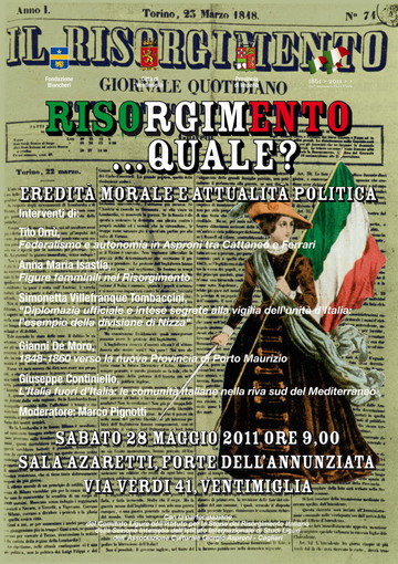Ventimiglia: sabato 28 al Forte dell'Annunziata, convegno dal tema 'Risorgimento... quale?'