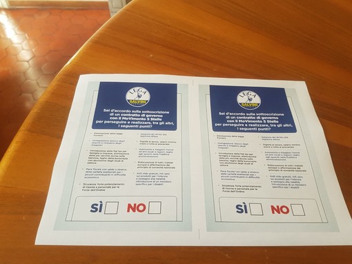 Sanremo: oggi i gazebo della Lega per chiedere agli iscritti il parere sul contratto di governo con il Movimento 5 Stelle Sanremo: oggi i gazebo della Lega per chiedere agli iscritti il parere sul contratto di governo con il Movimento 5 Stelle