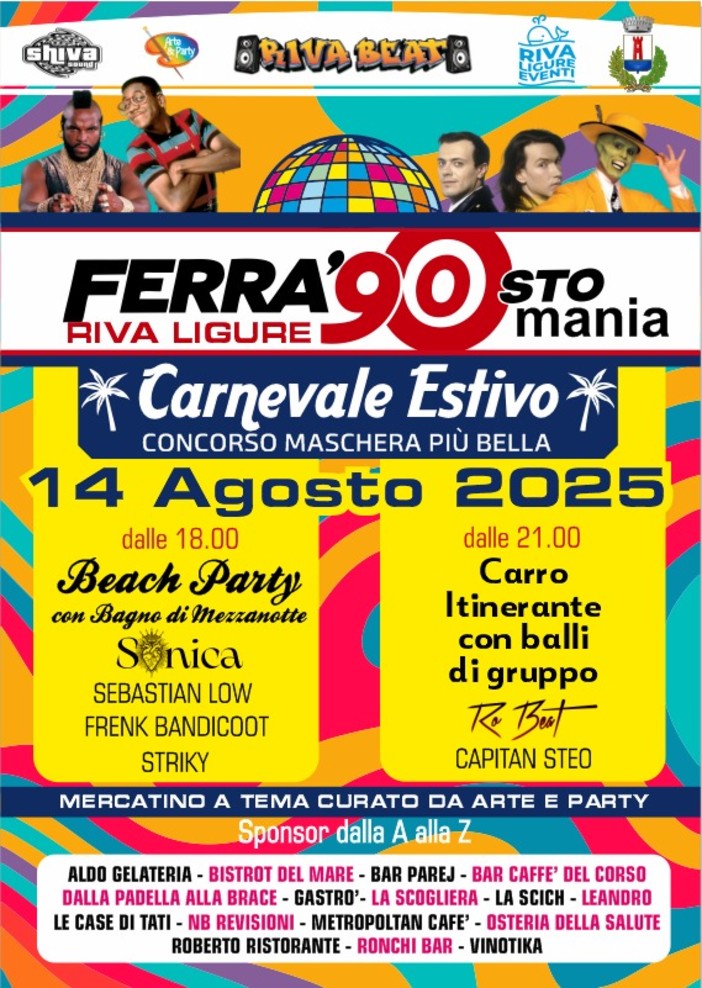 Riva Ligure, un tuffo negli anni '90: a Ferragosto torna il Carnevale estivo più atteso!