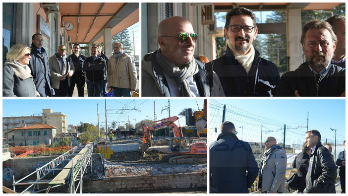 Bordighera: sopralluogo ai cantieri, in stazione e sul ponte ferroviario di Rio Borghetto. "Ora servono più treni" (Foto e Video)