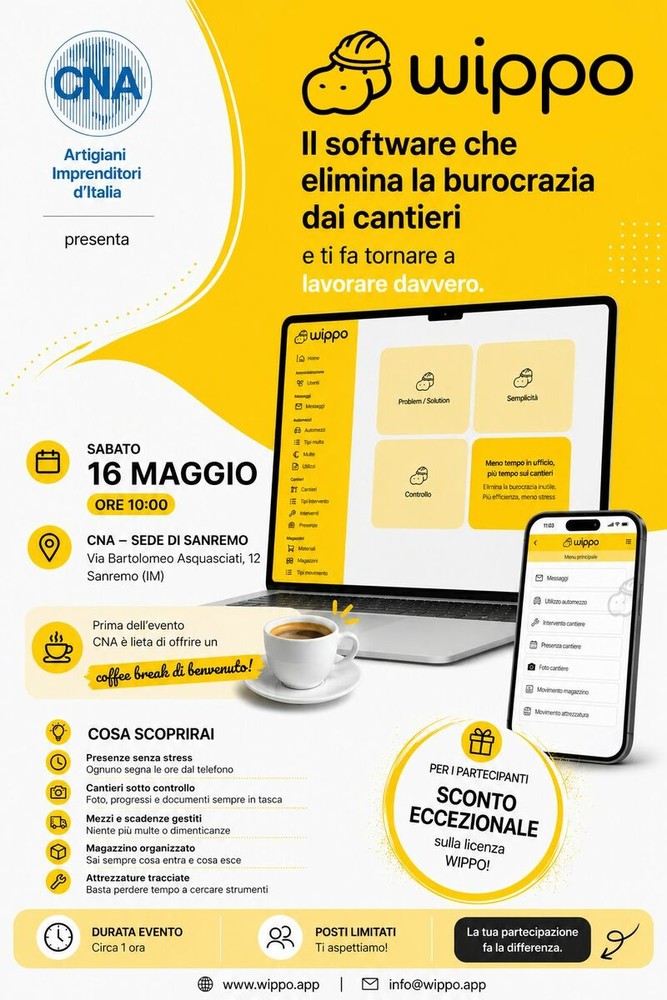 Stop alla burocrazia nei cantieri: arriva Wippo, il software che libera tempo alle imprese Stop alla burocrazia nei cantieri: arriva Wippo, il software che libera tempo alle imprese