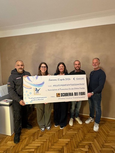 Sanremo, la Scuderia dei Fiori dona 1.560 € all’Associazione Effetto Farfalla