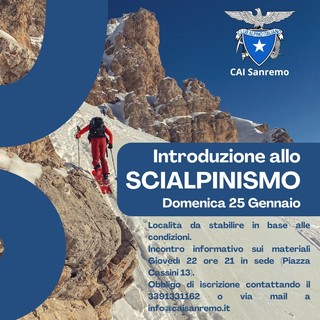 Cai Sanremo, rimandato a domenica 25 gennaio lo scialpinismo