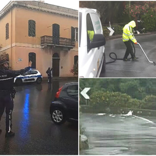Sanremo: mix di vernice e pioggia rendono la strada pericolosa, intervento della Polizia Locale Sanremo: mix di vernice e pioggia rendono la strada pericolosa, intervento della Polizia Locale