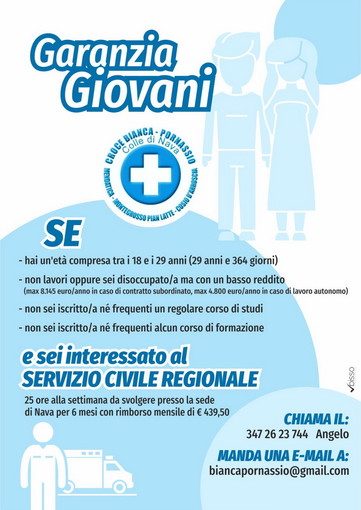 La Croce Bianca di Pornassio promuove il Servizio Civile Regionale rivolto a giovani tra i 18 e 29 anni