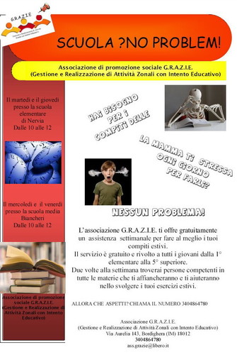 Ventimiglia: a luglio e agosto, servizio di Dopo-scuola estivo 'Scuola No-Problem' Ventimiglia: a luglio e agosto, servizio di Dopo-scuola estivo 'Scuola No-Problem'