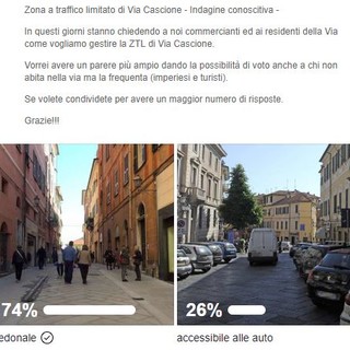 Imperia: su Facebook un sondaggio sulla riapertura al traffico di via Cascione. Il 74% vuole la ztl Imperia: su Facebook un sondaggio sulla riapertura al traffico di via Cascione. Il 74% vuole la ztl