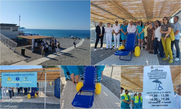 Bordighera più inclusiva, spunta una spiaggia riservata a disabili con difficoltà di deambulazione (Foto e video)