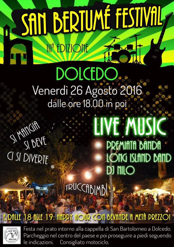 Dolcedo: venerdì prossimo, appuntamento con la terza edizione del 'San bartumè festival'