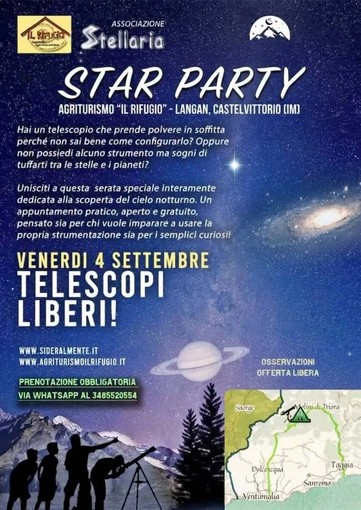 Castel Vittorio, venerdì 4 settembre a Colle Langan appuntamento con lo "Star Party" sotto le stelle dell'entroterra Castel Vittorio, venerdì 4 settembre a Colle Langan appuntamento con lo "Star Party" sotto le stelle dell'entroterra
