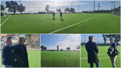 Sanremo: nuovo prato sintetico a Pian di Poma, soddisfatto il sindaco "Cronoprogramma rispettato, ora aspettiamo il PNRR"