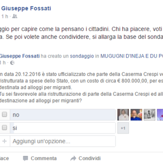 Il capogruppo di Imperia Riparte Giuseppe Fossati lancia due sondaggi sui migranti sul gruppo Facebook "Mugugni d'Ineja e du Portu"