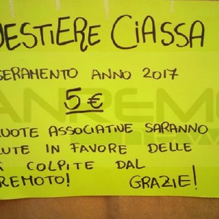 Ventimiglia, Sestiere Ciassa: le quote del tesseramento 2017 saranno devolute in favore delle città colpite dal terremoto