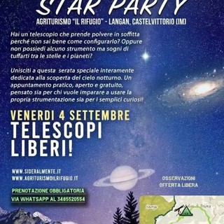 Castel Vittorio, venerdì 4 settembre a Colle Langan appuntamento con lo "Star Party" sotto le stelle dell'entroterra Castel Vittorio, venerdì 4 settembre a Colle Langan appuntamento con lo "Star Party" sotto le stelle dell'entroterra