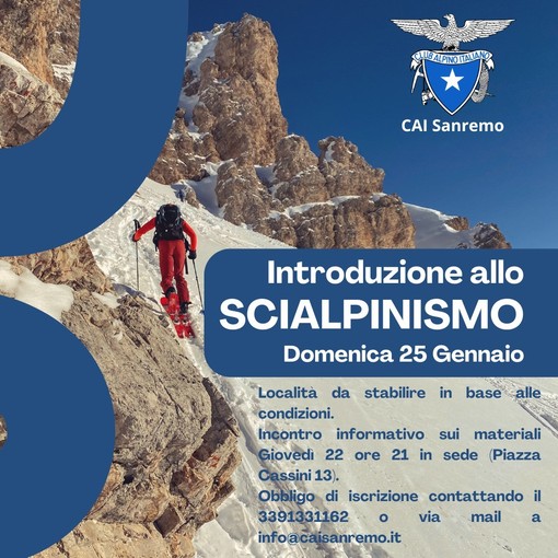 Cai Sanremo, rimandato a domenica 25 gennaio lo scialpinismo