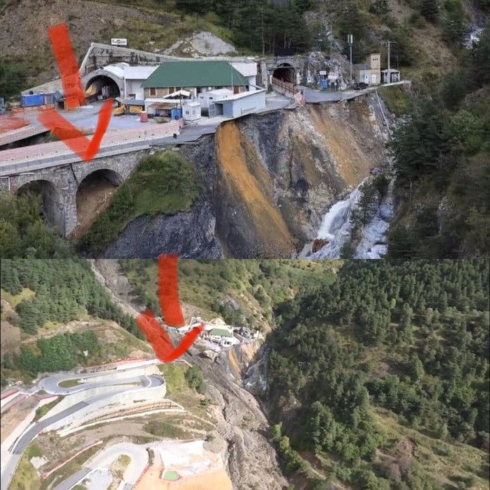 In Val Roya continuano a crollare pezzi di strada: cancellato completamente il viadotto all'uscita del tunnel di Tenda In Val Roya continuano a crollare pezzi di strada: cancellato completamente il viadotto all'uscita del tunnel di Tenda