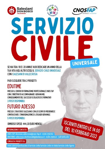 Vallecrosia, all'Opera Salesiana 8 i posti disponibili per il servizio civile: ecco come partecipare Vallecrosia, all'Opera Salesiana 8 i posti disponibili per il servizio civile: ecco come partecipare