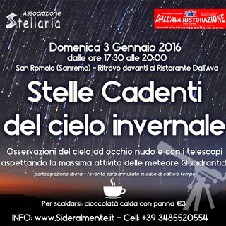 San Romolo: 'Stelle cadenti del cielo invernale', osservazione proposta dall'Associazione Stellaria domani pomeriggio
