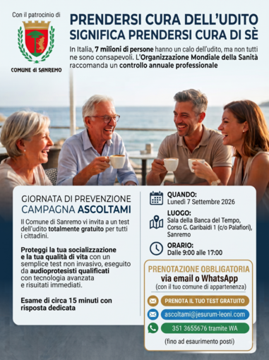 Sanremo dice sì alla prevenzione: al via gli screening dell'udito gratuiti con il progetto "ASCOLTAMI"