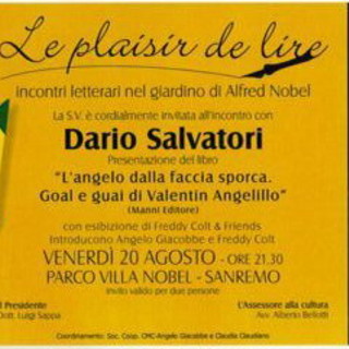 Sanremo: venerdì sera a Villa Nobel  con Dario Salvatori si parla di musica, costume e calcio