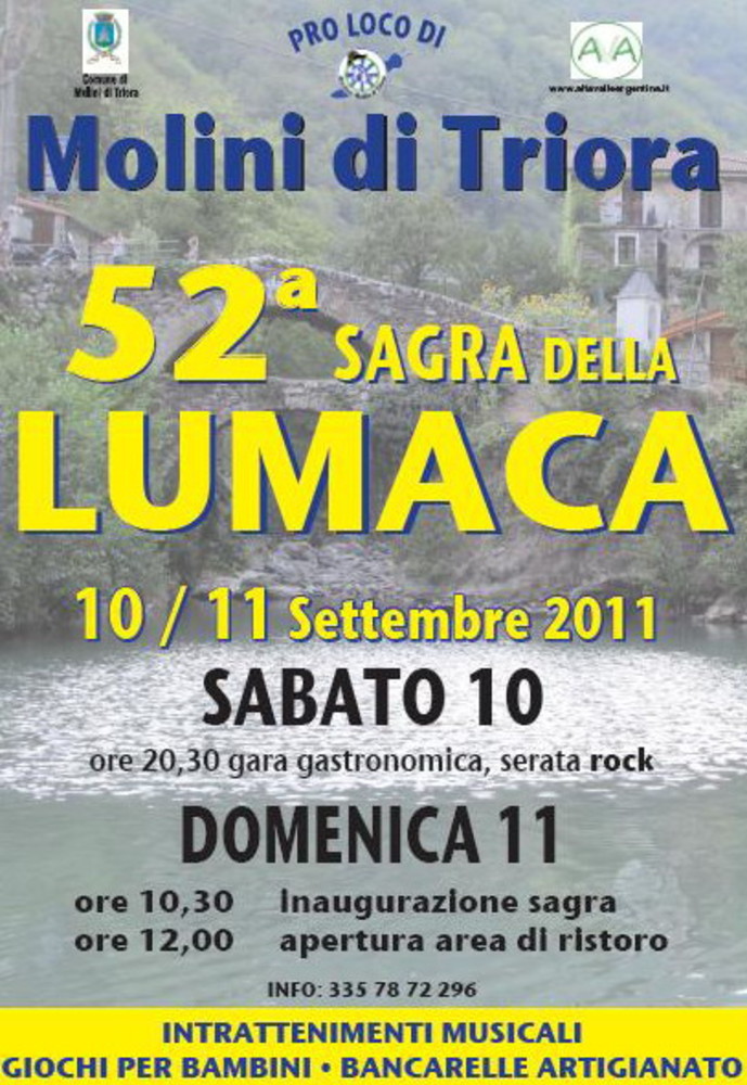 Molini di Triora: sabato e domenica si rinnova la tradizione della Sagra della Lumaca