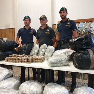La droga sequestrata dalla Guardia di Finanza