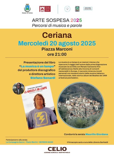 Ceriana: Stefano Senardi presenterà il suo libro autobiografico "La musica è un lampo" Ceriana: Stefano Senardi presenterà il suo libro autobiografico "La musica è un lampo"