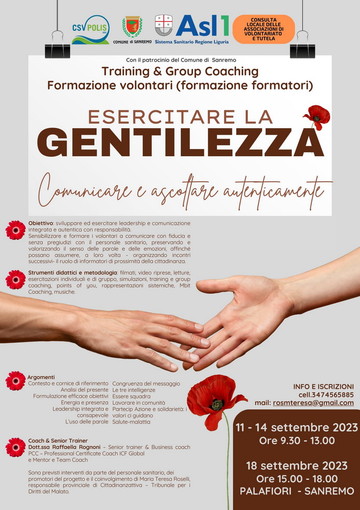 'Esercitare la Gentilezza', un progetto delle Associazioni di Volontariato e di Tutela della Consulta Locale dell'ASL1 'Esercitare la Gentilezza', un progetto delle Associazioni di Volontariato e di Tutela della Consulta Locale dell'ASL1