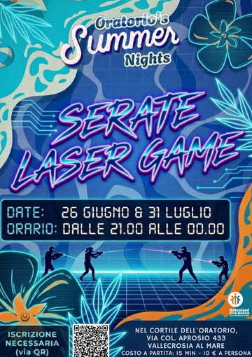 Vallecrosia, tornano le Serate Laser Game: due appuntamenti estivi all'Oratorio dei Salesiani Vallecrosia, tornano le Serate Laser Game: due appuntamenti estivi all'Oratorio dei Salesiani