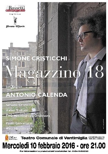 Ventimiglia: mercoledì 10 febbraio Simone Cristicchi al Teatro Comunale in 'Magazzino 18'