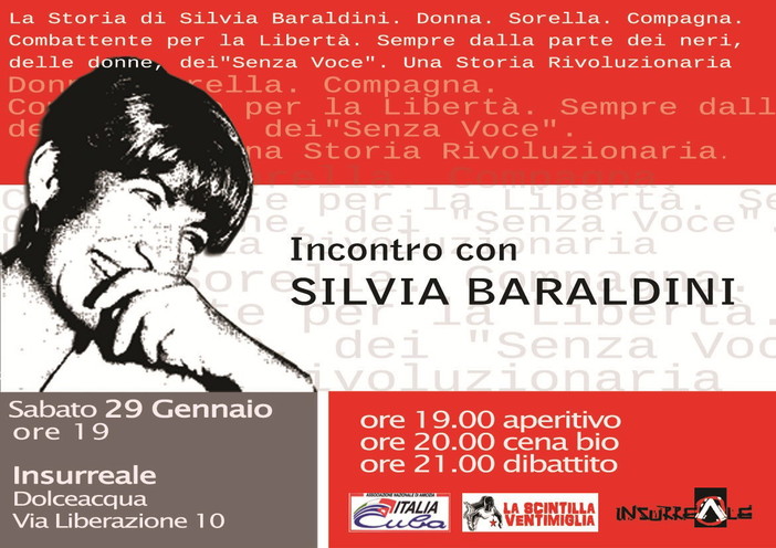 Dolceacqua: sabato incontro con Silvia Baraldini Dolceacqua: sabato incontro con Silvia Baraldini
