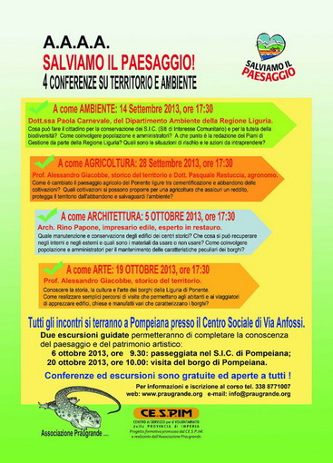 Pompeiana: sabato pomeriggio incontro dedicato all'agricoltura e al paesaggio Pompeiana: sabato pomeriggio incontro dedicato all'agricoltura e al paesaggio