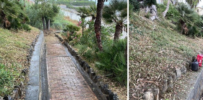 Ospedaletti, pulita la scalinata che porta alla ciclabile, De Vai: "Ora è nuovamente fruibile"