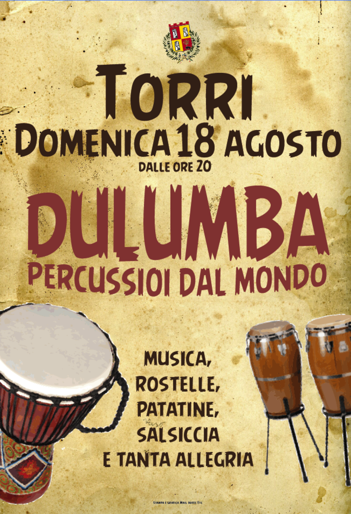 Ventimiglia: domani sera a Torri, serata dedicata alle percussioni dal Mondo 'Dulumba'