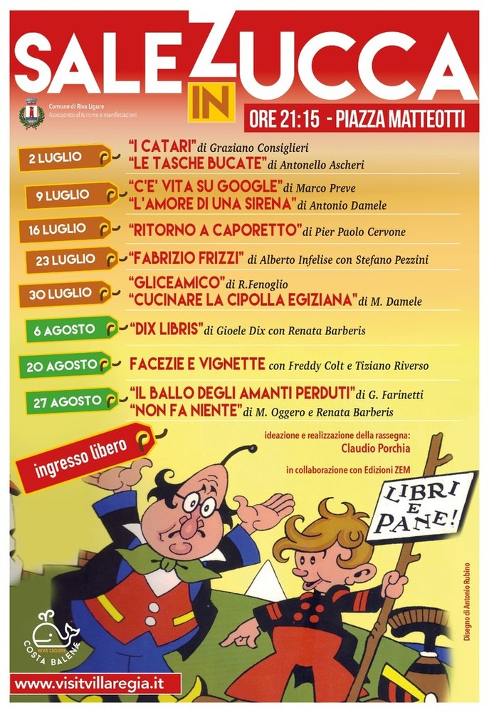 Riva Ligure: saranno Margherita Oggero e Gianni Farinetti a chiudere la quarta edizione di Sale in Zucca lunedì 27 agosto Riva Ligure: saranno Margherita Oggero e Gianni Farinetti a chiudere la quarta edizione di Sale in Zucca lunedì 27 agosto